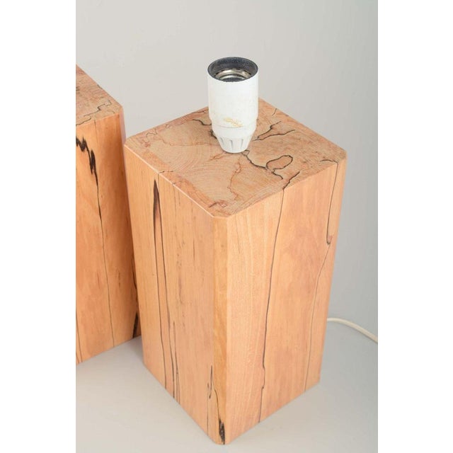 Scandinavian Table Lamps with Wood Base, 1980s, Set of 2 For Sale - Image 3 of 5