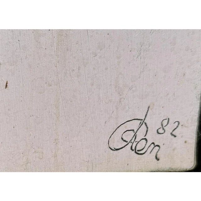 Henri Ren, Portrait, 1982, Oil on Canvas For Sale - Image 7 of 9