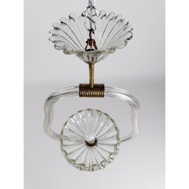 Italian Art Deco Murano Glass and Brass Pendant in the style of Seguso, 1930s For Sale - Image 16 of 18