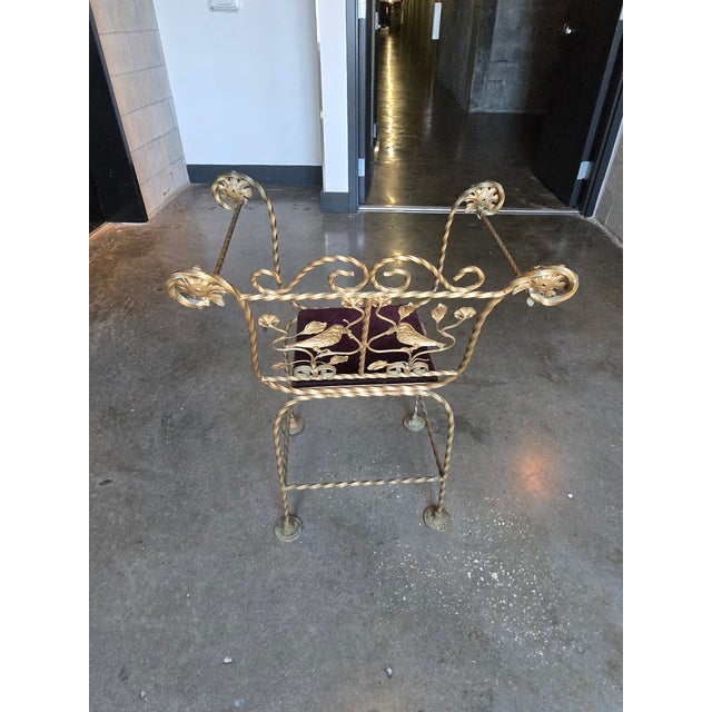 Gold 1920.s Italian Wrought Iron Savarola Chair With Birds For Sale - Image 8 of 9
