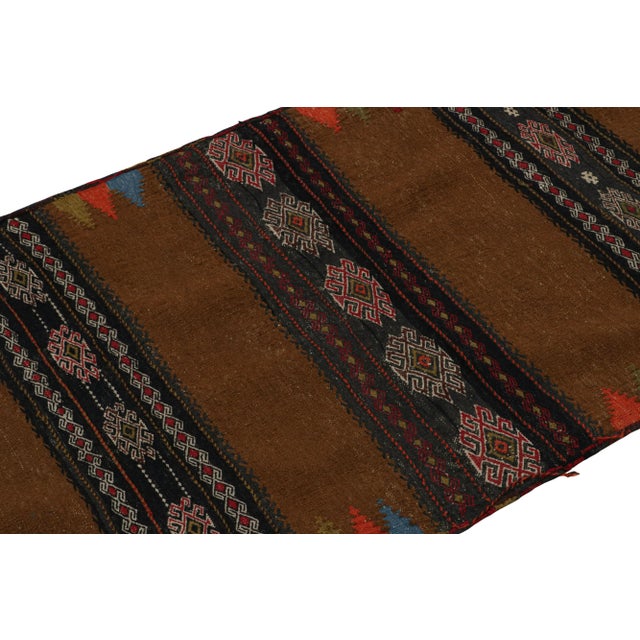 Rug & Kilim Vintage Afghan Tribal Kilim in Brown With Geometric Patterns, From Rug & Kilim For Sale - Image 4 of 7