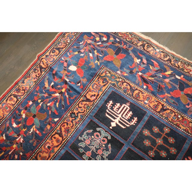 Early 20th Century Square Garden Design Persian Bakhtiari Rug - 11'8" x 12'5" For Sale - Image 12 of 13