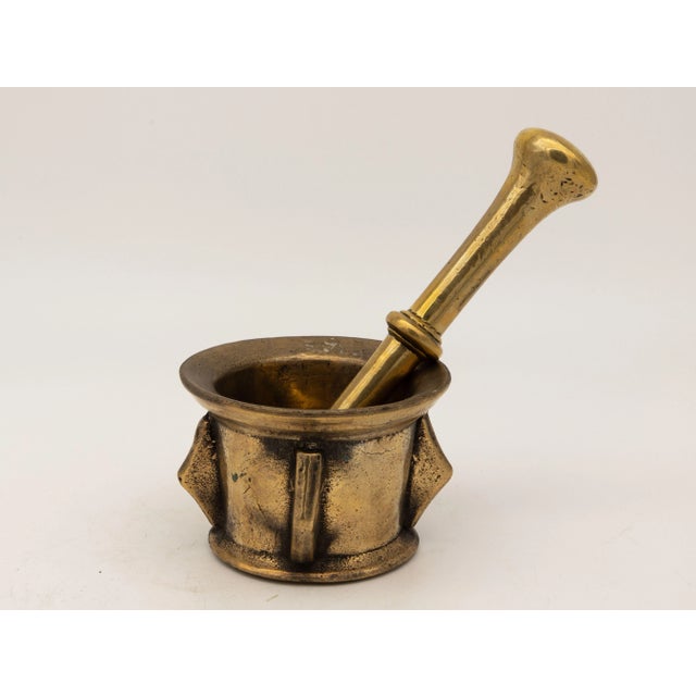 Antique Vintage Brass Mortar and Pestle For Sale - Image 9 of 9