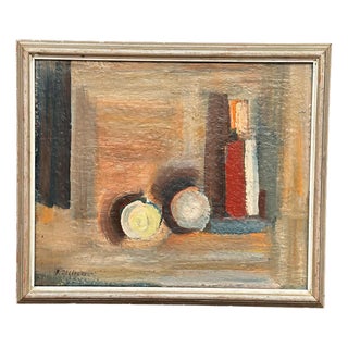 Bengt Delefors, Still Life, 1960s, Oil Painting on Canvas, Framed For Sale