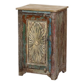 Nightstand Made From Antique Indian Teakwood Architectural Elements For Sale