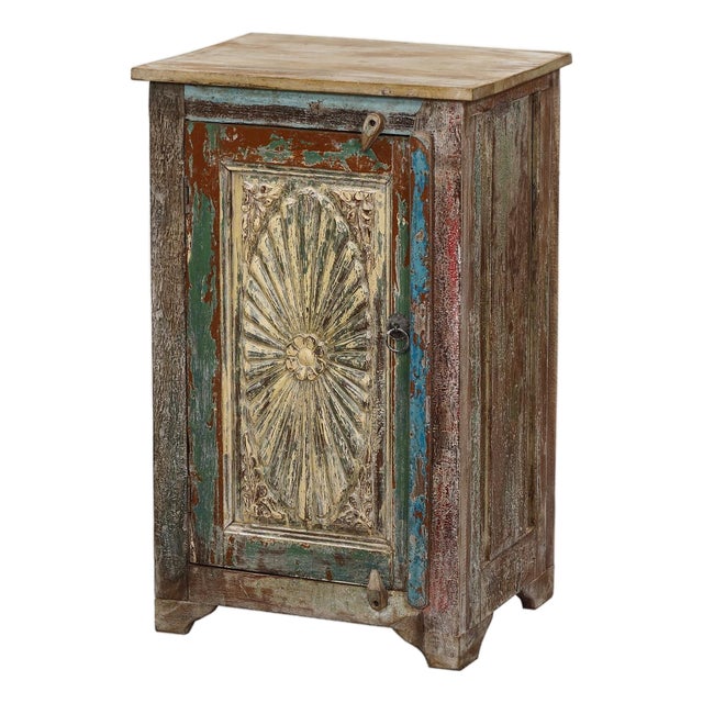 Nightstand Made From Antique Indian Teakwood Architectural Elements For Sale