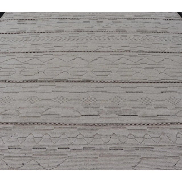 Mid 20th Century Large Modern Rug in Muted Off White. Light Brown With Minimalist Design For Sale - Image 4 of 12