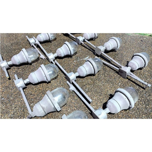 Vintage Russell & Stoll Cast Aluminum Industrial Warehouse Loft Factory Lights - Set of 12 For Sale - Image 4 of 11