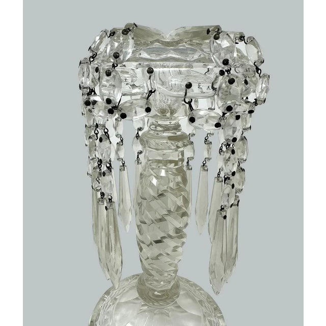 Antique Pair Irish Waterford Crystal Hand Cut Full Lead Lustres Vases Ireland For Sale - Image 9 of 11