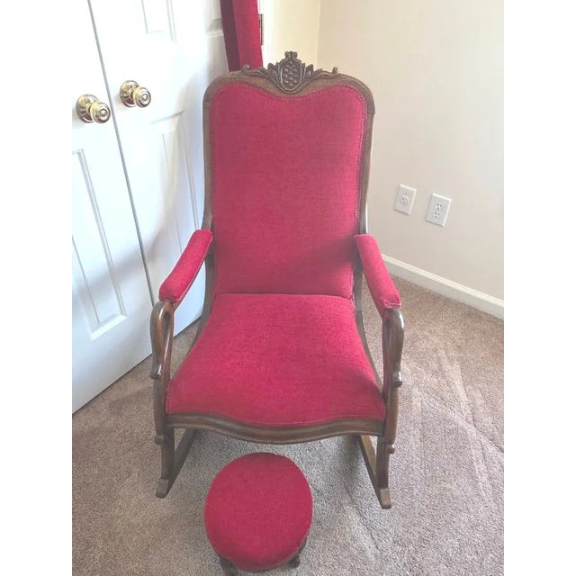 Antique Gooseneck Rocker With Footstool For Sale - Image 17 of 18