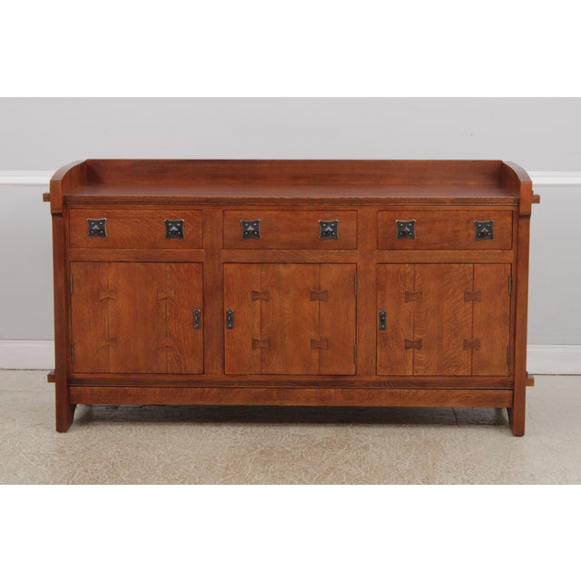 Age: c2007 Details: #32 Finish Arts & Crafts Style Gustav Stickley Design Butterfly Inlays Adjustable Shelves Gallery Top...