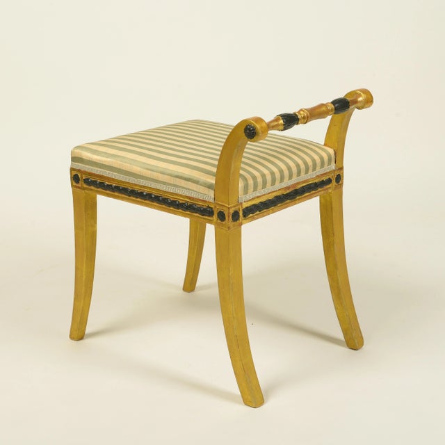 Mid 20th Century Pair of Neoclassical Giltwood and Ebonized Benches For Sale - Image 5 of 11