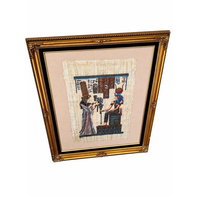 Wood Early 21st Century Signed Mourad Egyptian Revival Figural Artwork in Ornate Gold-Tone Frame For Sale - Image 7 of 12