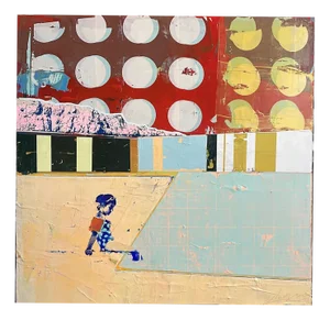 Dan Parry-Jones, Swimmer with Orange Armbands, 2025, Mixed Media