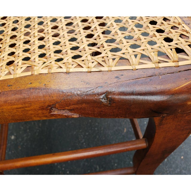 Early American Tiger Wood and Cane Seat Chairs, Set of 4 For Sale - Image 4 of 12