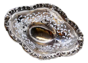 Silver Candy Box with Floral Motifs and Feet