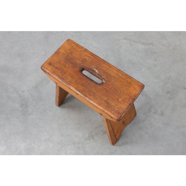 Rustic Pine Stool with Cut-Out Trestle Legs, Sweden, 1920 For Sale - Image 15 of 17