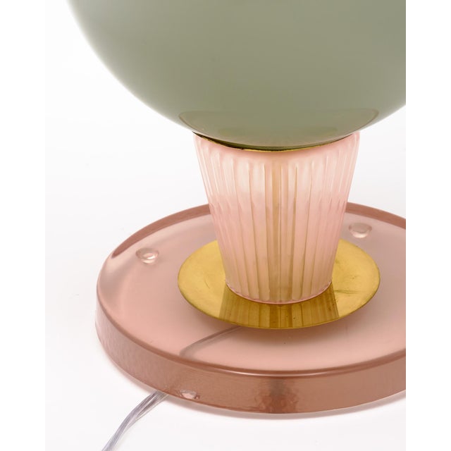 Modernist Pink and Gray Venetian Glass Lamps, Murano, Italy - a Pair For Sale - Image 9 of 9