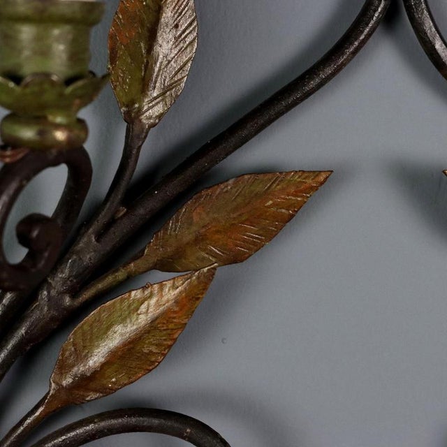Antique Wall Lamps in Painted Iron and Sheeth Metal, Set of 2 For Sale - Image 6 of 7