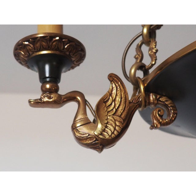 Traditional Vintage French Empire Bronze Chandelier, 1980s For Sale - Image 3 of 11
