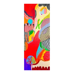 Contemporary Abstract Acrylic, Oil Pastels, Gouache on Cotton Canvas Painting "Through My Window I" by Daniela Marin