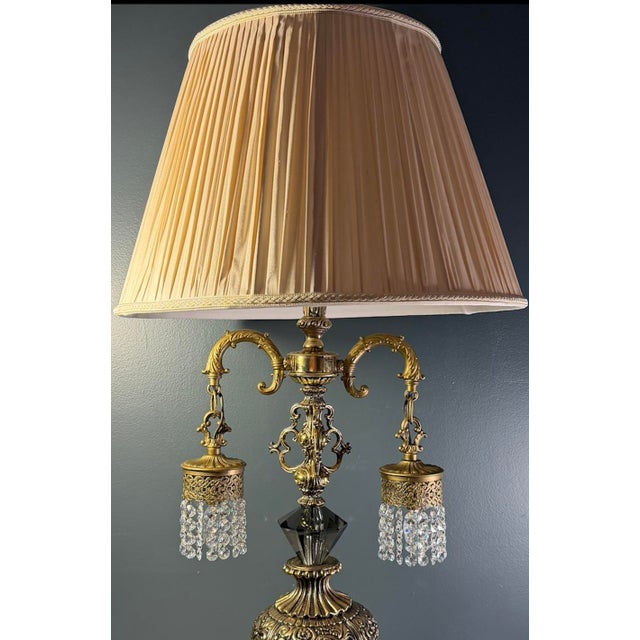 Vintage Loevsky & Loevsky Hollywood Regency Crystal Hanging Pendant Table Lamp For Sale - Image 10 of 18