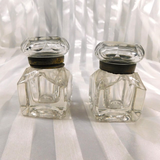 Wooden Desk Organizer With Two Crystal Inkwells For Sale - Image 4 of 6