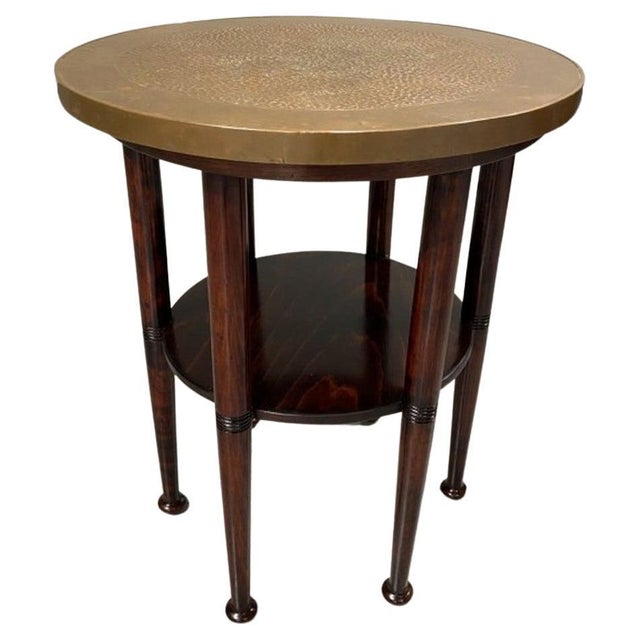 Wood Six-Legged Table with Copper Plate, 1890s For Sale - Image 7 of 7