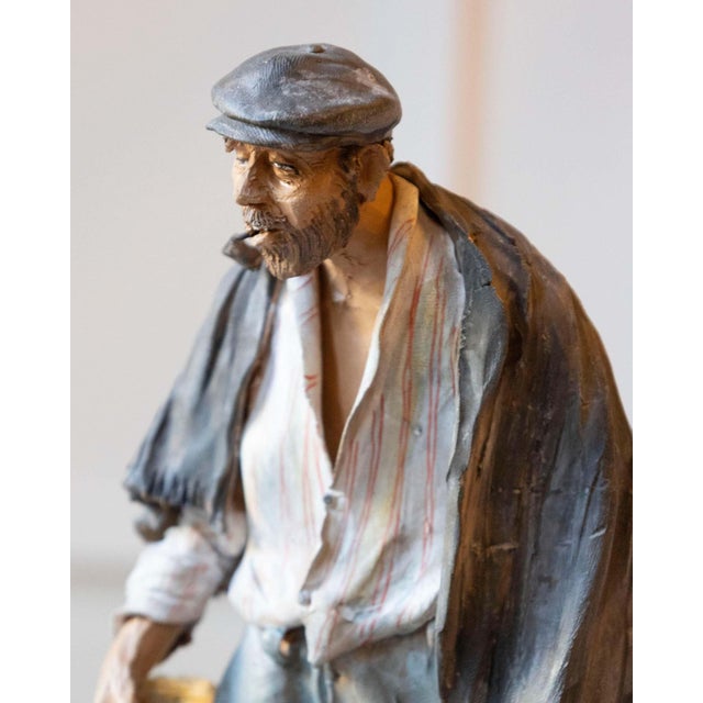 1968 Caltagirone Polychrome Terracotta Sculpture by Gaetano Romano For Sale - Image 11 of 13