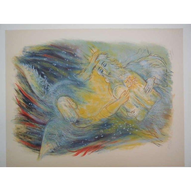 Reuven Rubin, Large Israeli Lithograph Moses with the Ten Commandments Reuven Rubin Mourlot, 1972 For Sale - Image 4 of 6