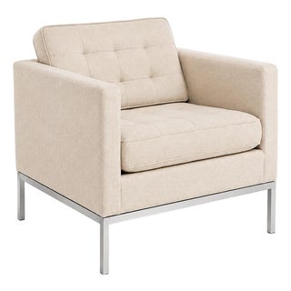 Vintage Florence Knoll Relaxed Lounge Chair Neutral Ivory For Sale