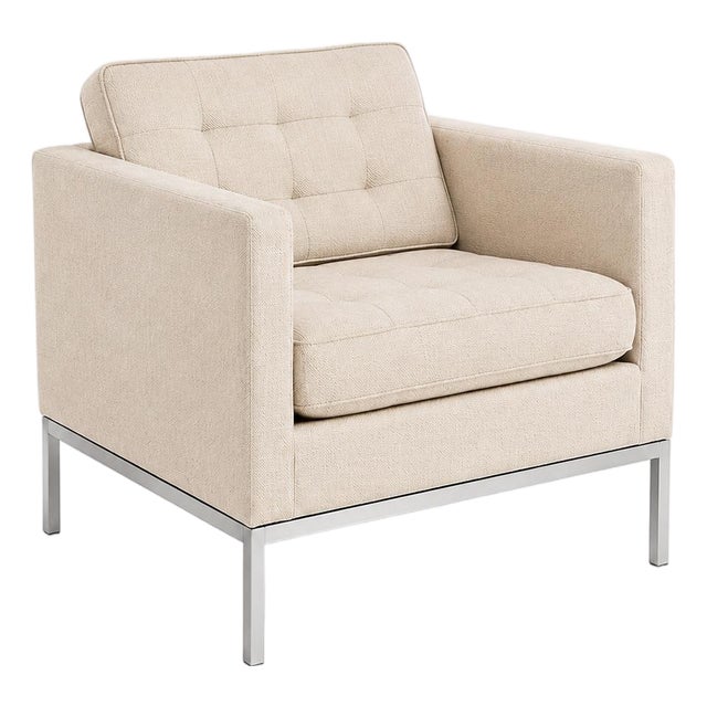 Vintage Florence Knoll Relaxed Lounge Chair Neutral Ivory For Sale