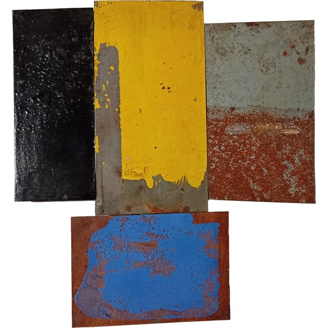 Paint Contemporary Abstract Tempera, Aerosol, Rust on Metal "N 43" by Andre Debono For Sale - Image 7 of 9