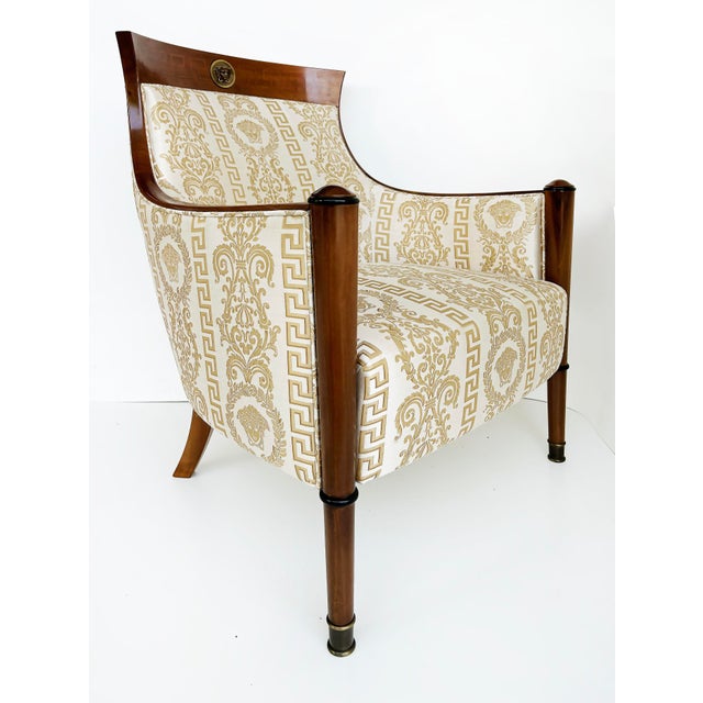 Brown "Elena" Italianate Biedermeier-Style Chair by Gianni Versace Home With Medusa For Sale - Image 8 of 12