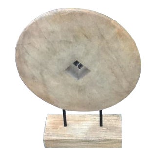 Vintage Danish Modern Geometric Natural Wood & Iron Sculpture For Sale