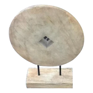 Vintage Danish Modern Geometric Natural Wood & Iron Sculpture