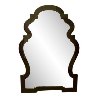 Jonathan Adler Large Black Lacquered Queen Anne Mirror For Sale