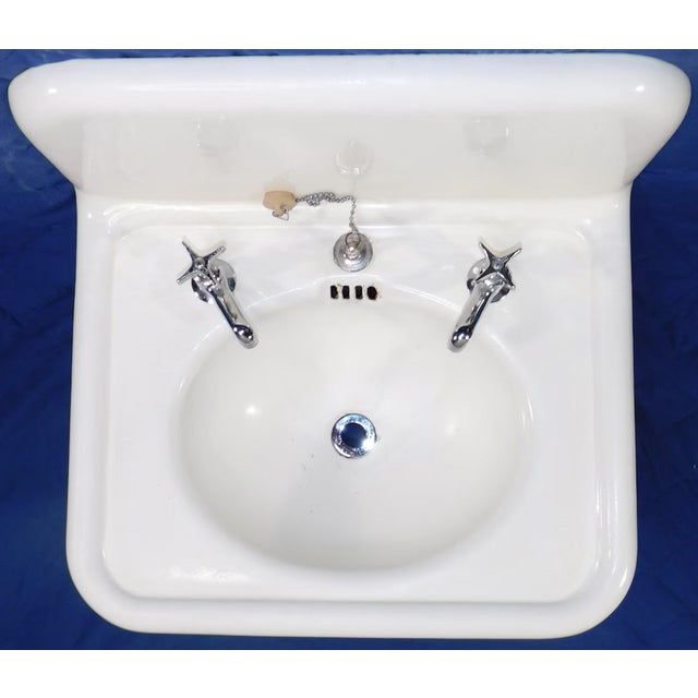 Vintage "Standard" High-Back Porcelain & Cast Iron Sink With Cast Iron Mounting Bracket For Sale In Portland, ME - Image 6 of 18