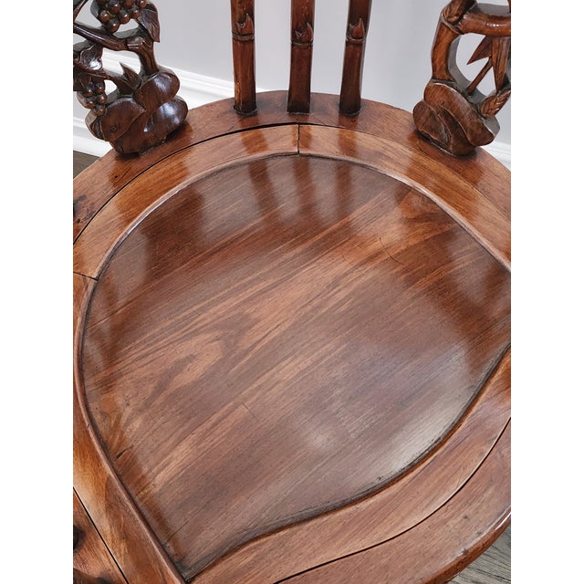 1960s Hand Carved Wood Horseshoe Armchair For Sale - Image 5 of 8