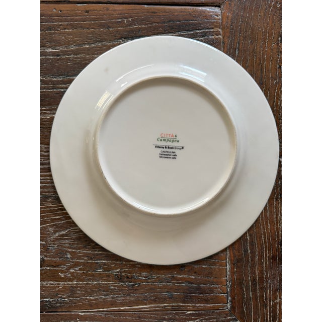 1990s 1990s Villeroy Boch Castellina 10 5/8 Inch Dinner Plates Citta Campagna Floral Fruit - Set of 6 For Sale - Image 5 of 7