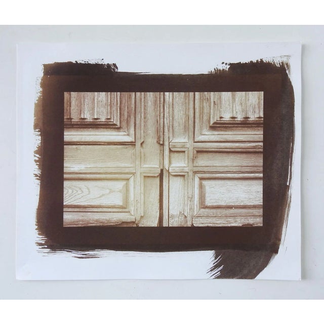 English Vintage Cyanotype Door Detail Old Building Photograph For Sale - Image 3 of 4