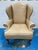 Sand Ethan Allen Vintage Leather Wing Chair For Sale - Image 8 of 9