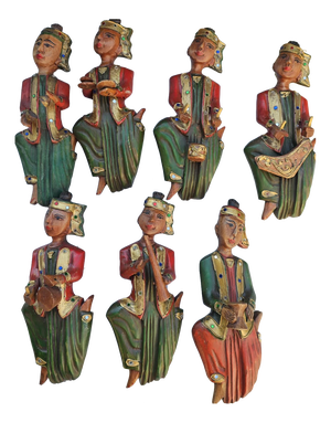 Carved Orchestra Figures in Beech, 1890s, Set of 7