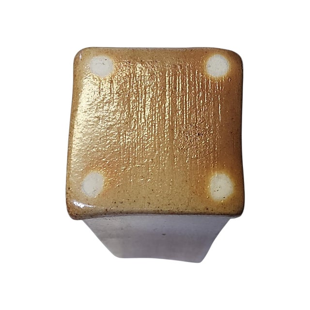 Vintage Kanji Character Studio Pottery Square Vase For Sale In Atlanta - Image 6 of 7