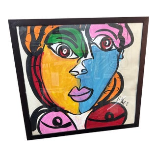 1970s Peter Keil Abstract Picasso Cubist Painting For Sale