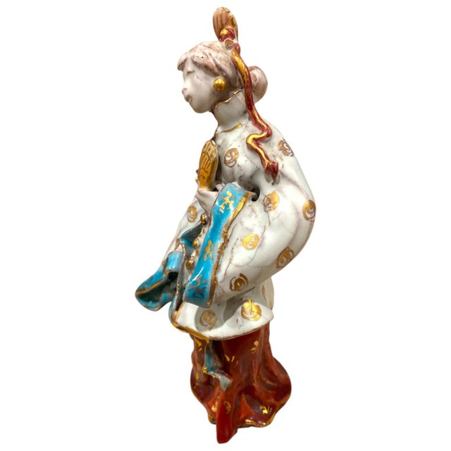 Eugenio Pattarino Ceramic Sculpture of Chinese Man and Lady, Italian Chinoiserie For Sale - Image 14 of 18
