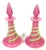 Pair of French Pink Opaline Perfume Bottles with Applied Green Serpents Attributed to Baccarat A striking and highly...