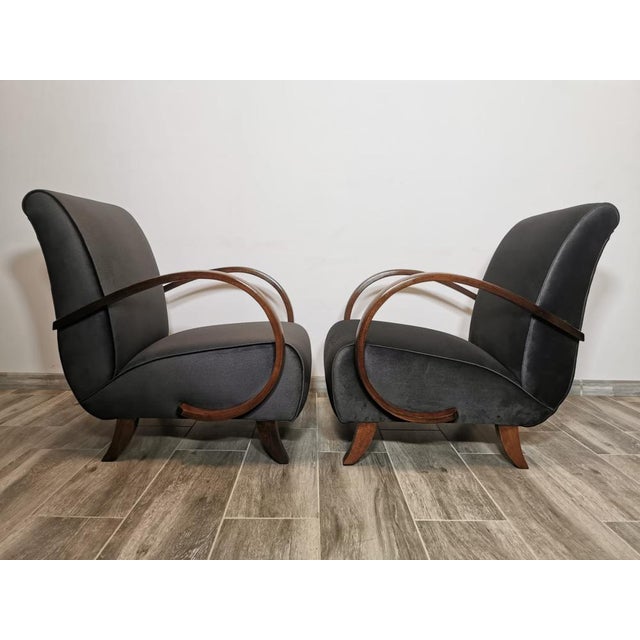 1940s Set of Armchairs by Jindrich Halabala, 1940s For Sale - Image 5 of 16