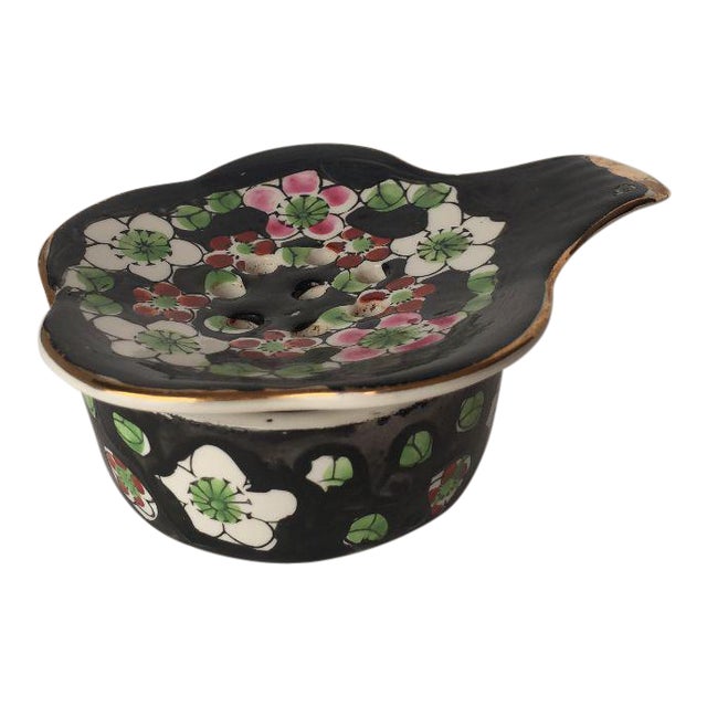 Vintage Elegant Floral Porcelain Tea Strainer & Holder 2 Piece Chairish