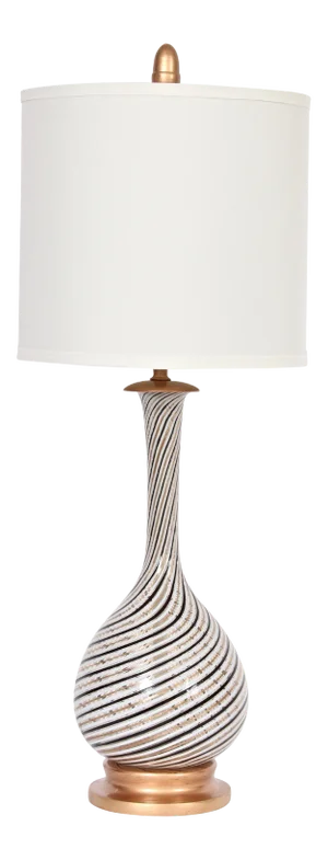 Tall Dino Martens Aureliano Toso Glass Table Lamp with Copper Swirl